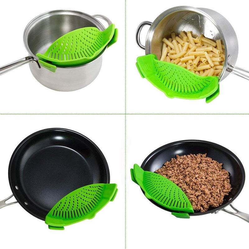 Universal Silicone Clip-on Pan Pot Strainer Anti-spill Pasta Pot Strainer Food Grade Rice Fruit Colander Strainer - Mubimart