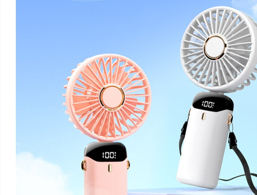 Usb Hand-held Fan Mini Portable Student Small Fan Digital Display Folding Aromatherapy Small Electric Fan - Mubimart -  