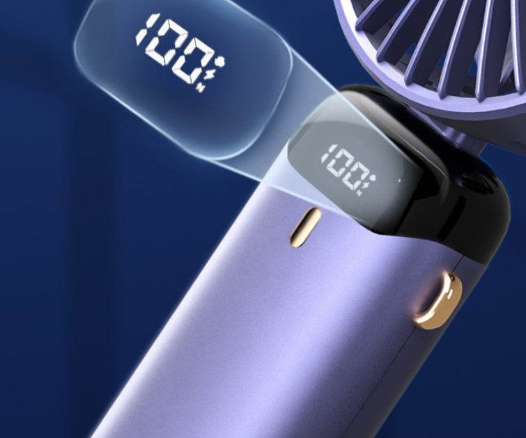 Usb Hand-held Fan Mini Portable Student Small Fan Digital Display Folding Aromatherapy Small Electric Fan - Mubimart