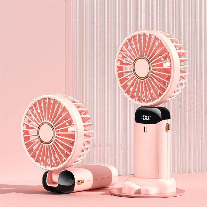 Usb Hand-held Fan Mini Portable Student Small Fan Digital Display Folding Aromatherapy Small Electric Fan - Mubimart