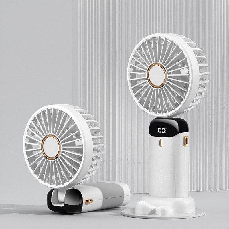 Usb Hand-held Fan Mini Portable Student Small Fan Digital Display Folding Aromatherapy Small Electric Fan - Mubimart