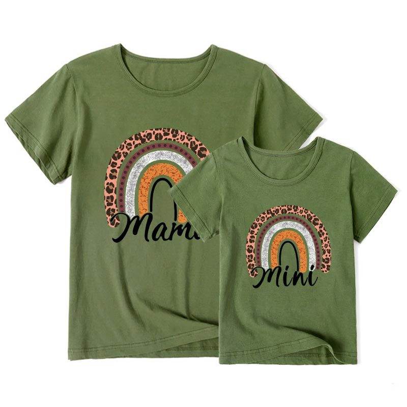 Valentine's Day Mother-daughter Matching Outfit Mom And Daughter European And American Summer Casual Trend New Rainbow Letter Print Short-sleeve - Mubimart