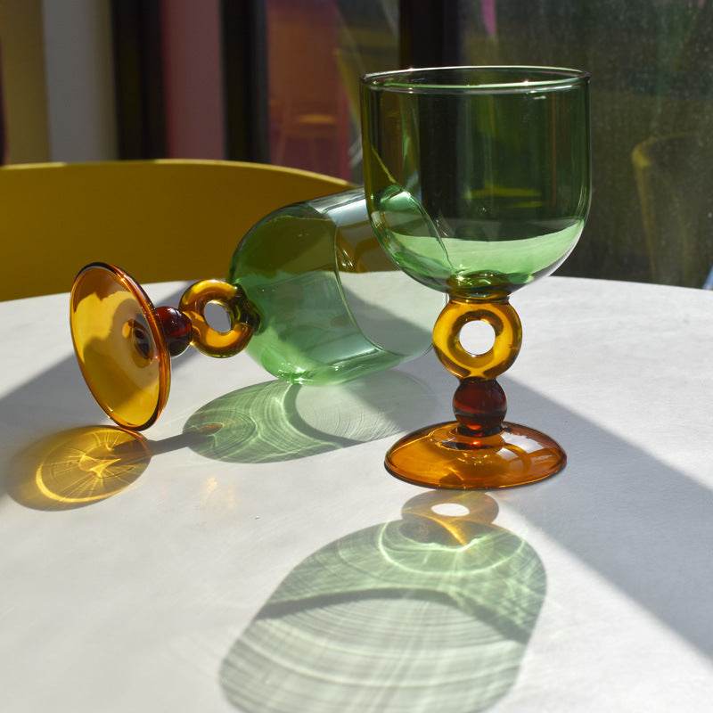 Vintage Borosilicate Stained Glass Wine Glass - Mubimart