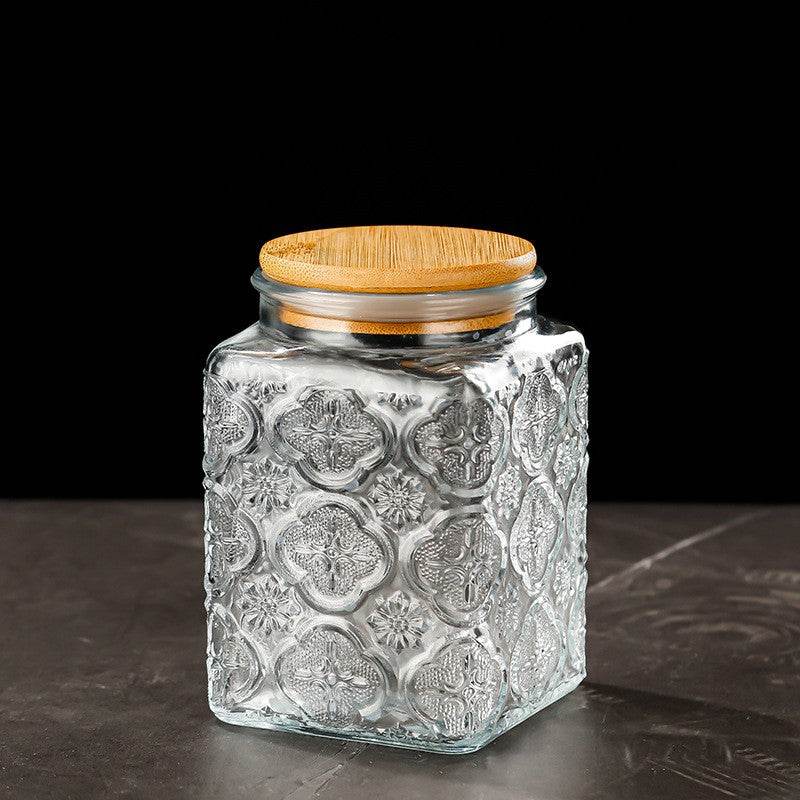 Vintage Crabapple Flower Glass Sealed Jar Candy Snack Storage Jar - Mubimart