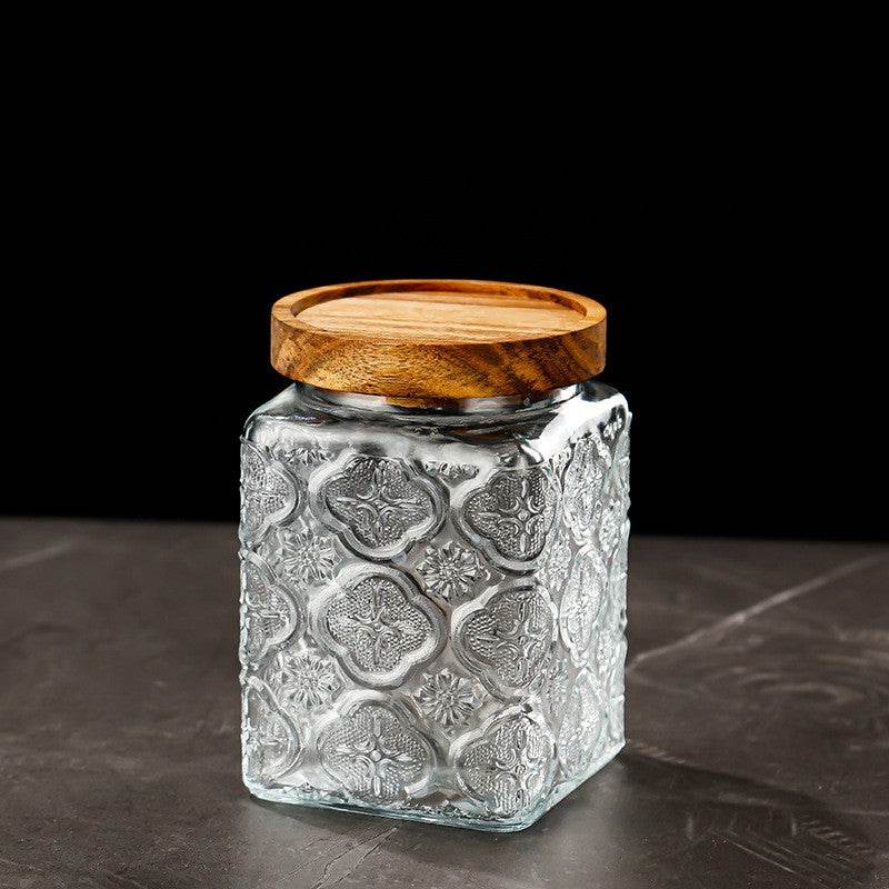 Vintage Crabapple Flower Glass Sealed Jar Candy Snack Storage Jar - Mubimart
