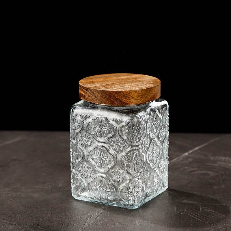 Vintage Crabapple Flower Glass Sealed Jar Candy Snack Storage Jar - Mubimart