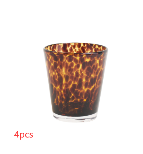 Vintage Hipster Leopard Crystal Water Glass Ins Mubimart