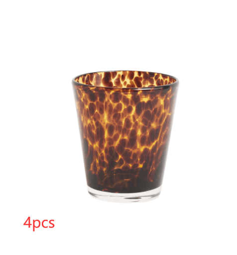 Vintage Hipster Leopard Crystal Water Glass Ins - Mubimart