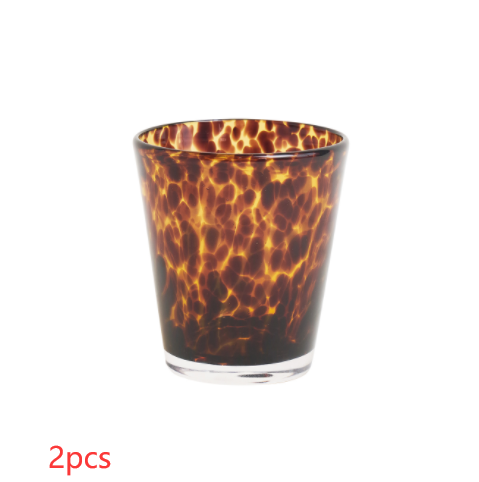 Vintage Hipster Leopard Crystal Water Glass Ins Mubimart