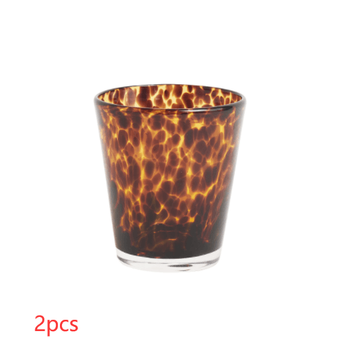 Vintage Hipster Leopard Crystal Water Glass Ins - Mubimart