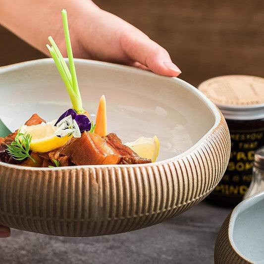 Vintage Light Luxury Deep Bowl Soup Bowl Set - Mubimart