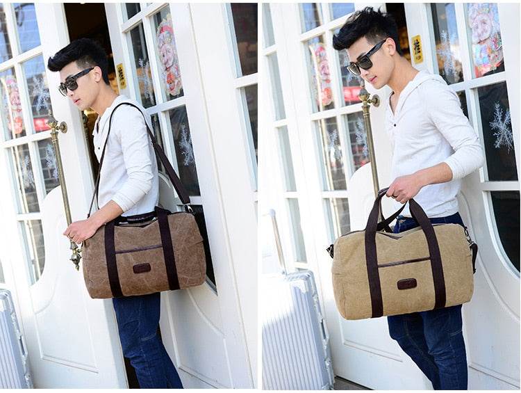 Vintage Men Canvas handbag High Quality Travel Bags Large Capacity Women Luggage Travel Duffle Bags - Mubimart