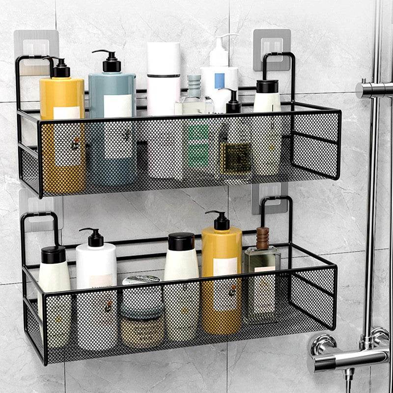 Wall-Mounted Bathroom Shelf No Drill Shower Shampoo Organizer Toilet Accessories - Mubimart