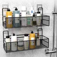 Wall-Mounted Bathroom Shelf No Drill Shower Shampoo Organizer Toilet Accessories - Mubimart - Shower caddy 