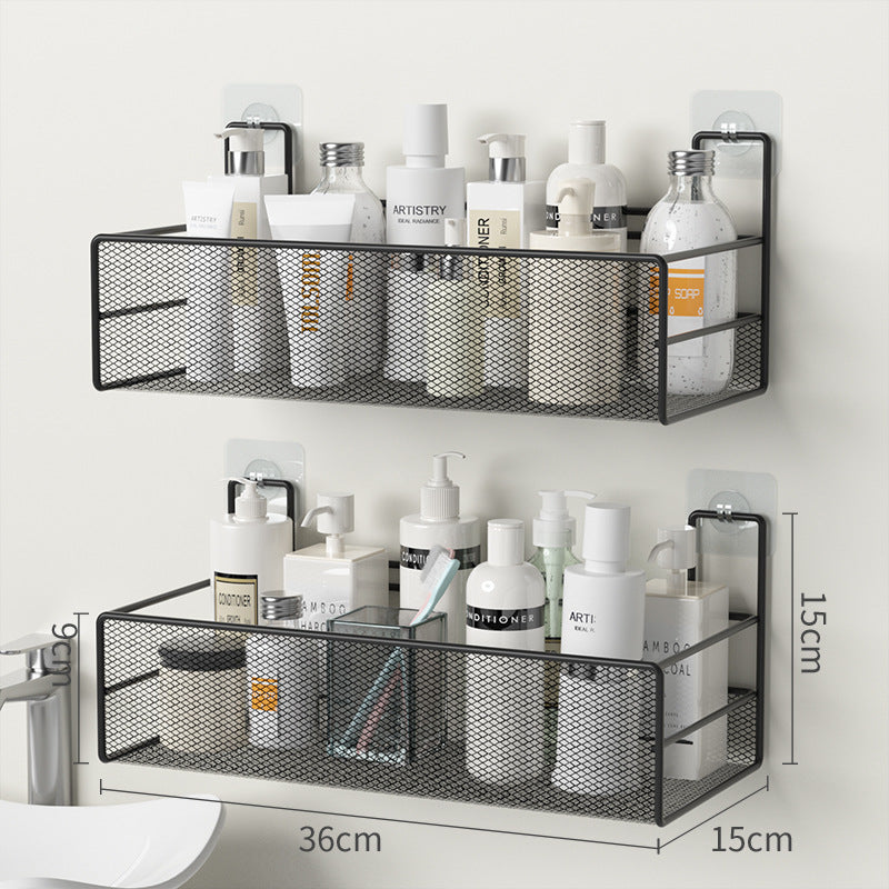 Wall-Mounted Bathroom Shelf No Drill Shower Shampoo Organizer Toilet Accessories - Mubimart -  