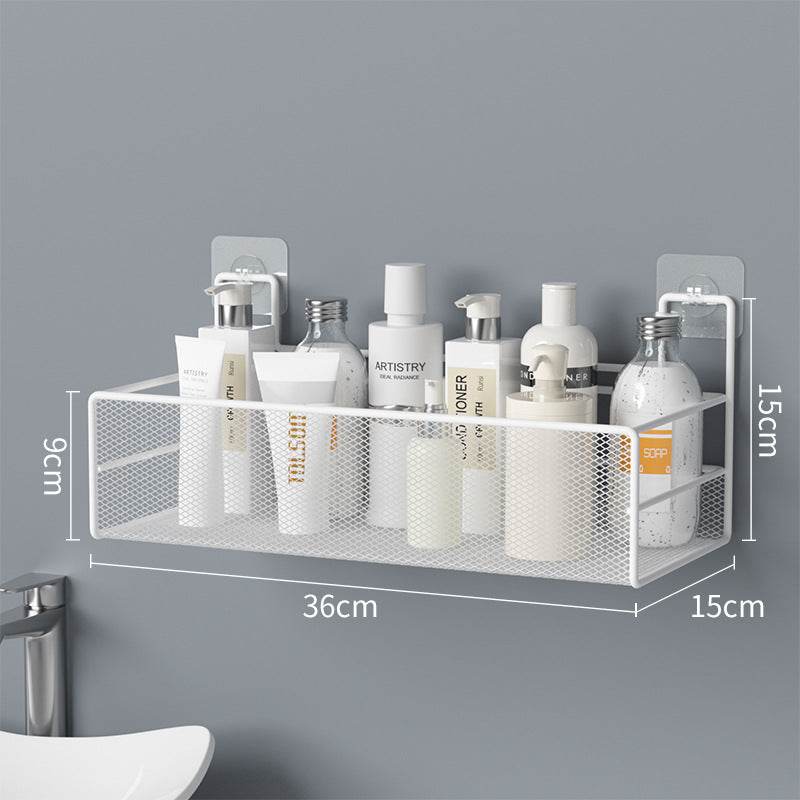 Wall-Mounted Bathroom Shelf No Drill Shower Shampoo Organizer Toilet Accessories - Mubimart
