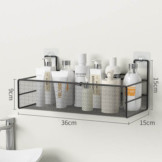 Wall-Mounted Bathroom Shelf No Drill Shower Shampoo Organizer Toilet Accessories - Mubimart