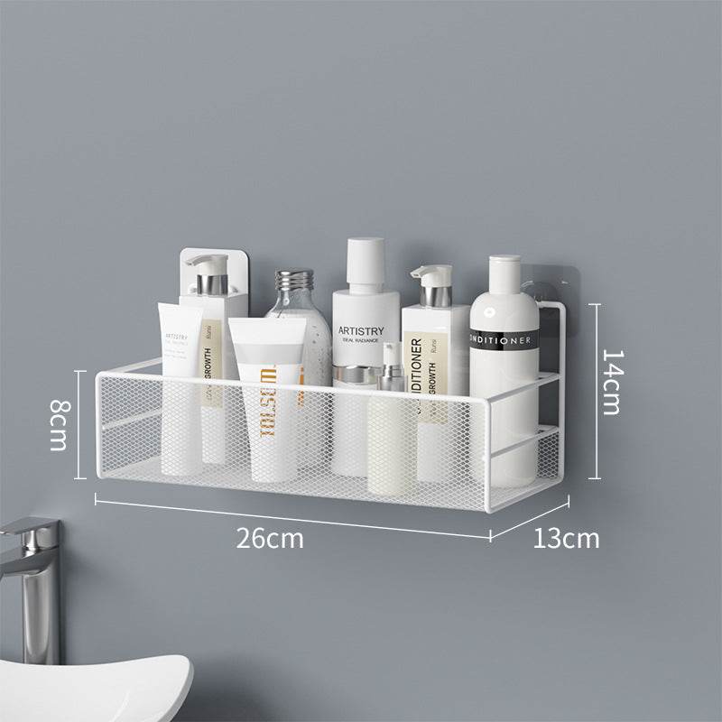 Wall-Mounted Bathroom Shelf No Drill Shower Shampoo Organizer Toilet Accessories - Mubimart