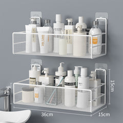 Wall-Mounted Bathroom Shelf No Drill Shower Shampoo Organizer Toilet Accessories - Mubimart -  