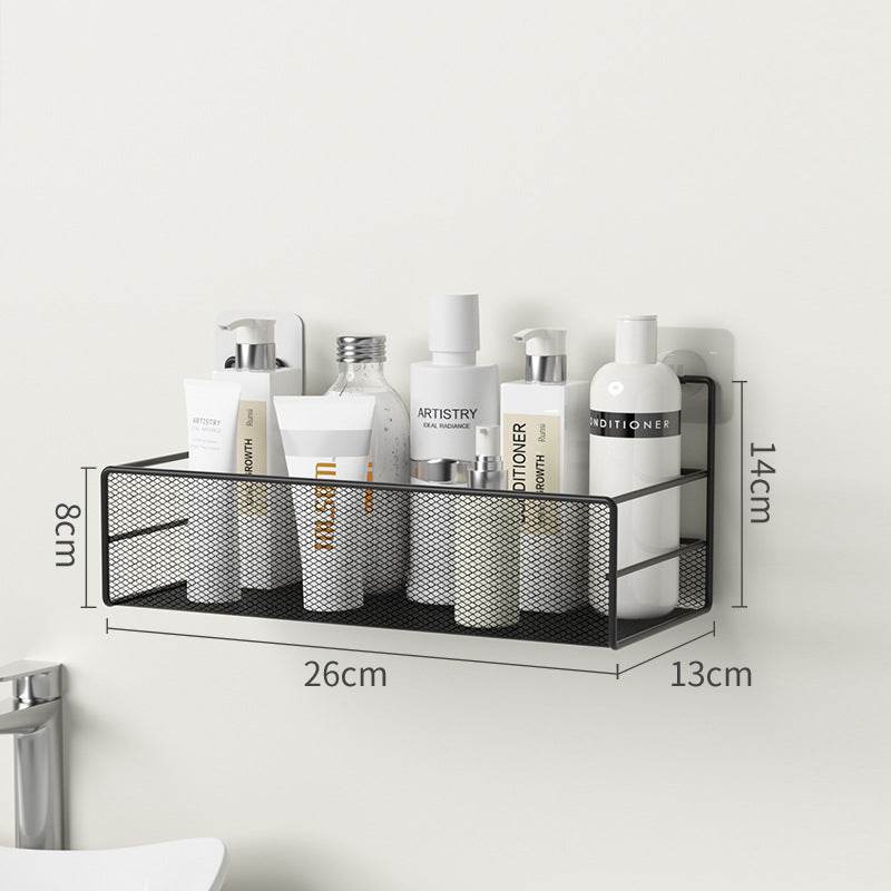 Wall-Mounted Bathroom Shelf No Drill Shower Shampoo Organizer Toilet Accessories - Mubimart