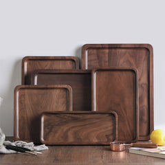 Walnut rectangular tray tray tea tray dessert - Mubimart - Trays 