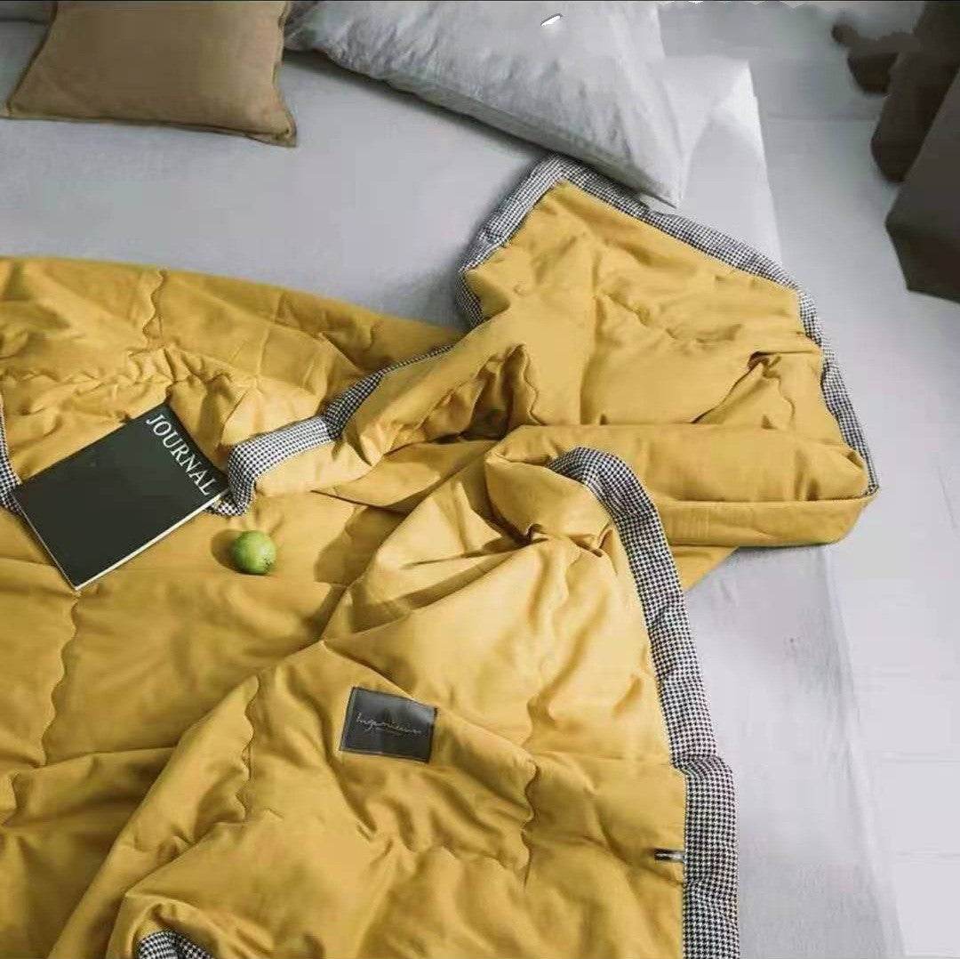 Washed Cotton Summer Quilt Houndstooth Summer Quilt Air Conditioning Quilt Simple Plain Gift Summer Cool Quilt - Mubimart