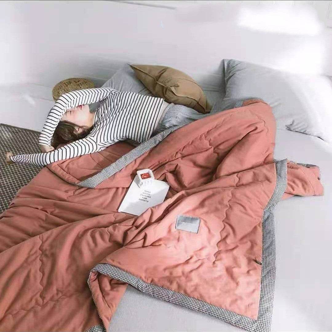 Washed Cotton Summer Quilt Houndstooth Summer Quilt Air Conditioning Quilt Simple Plain Gift Summer Cool Quilt - Mubimart