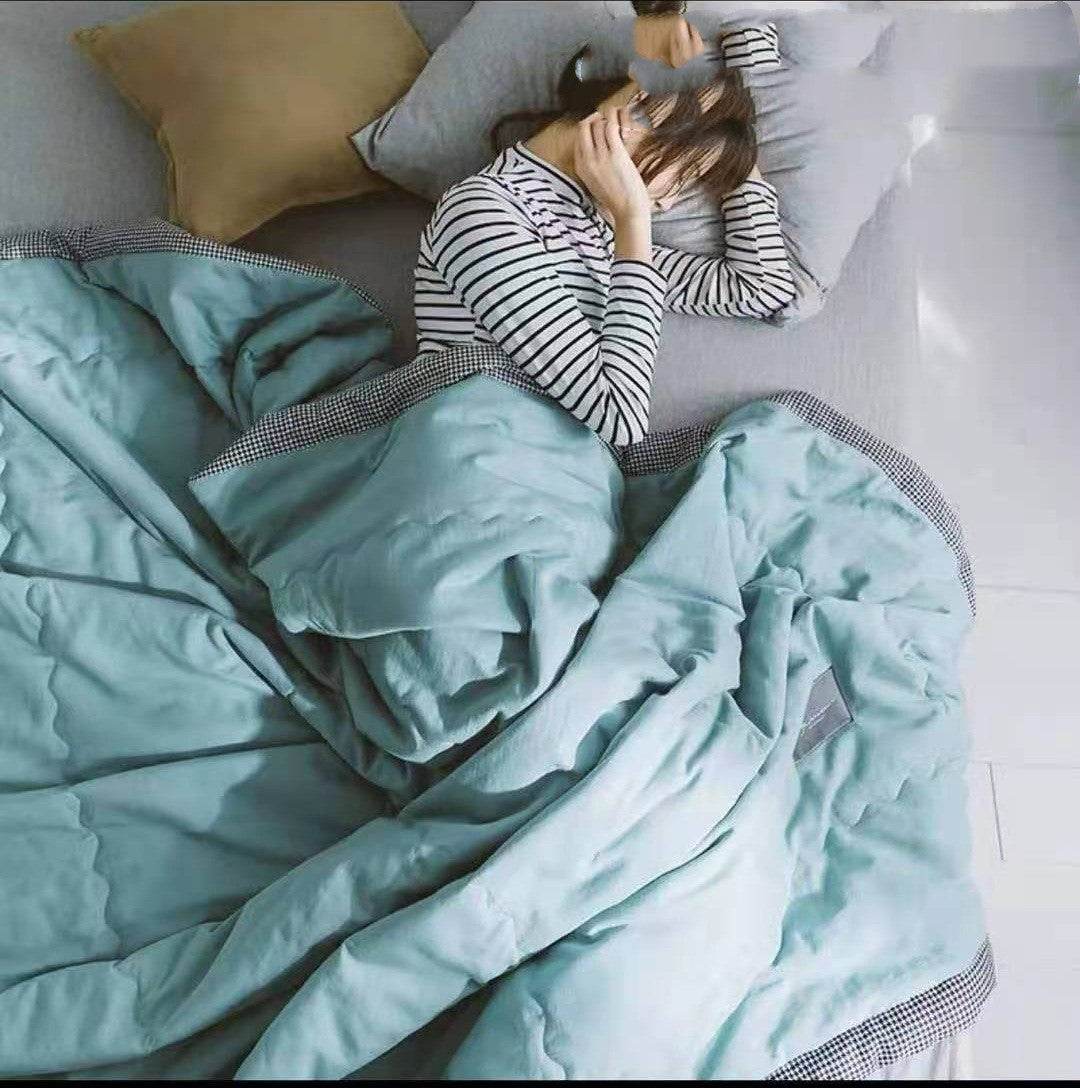 Washed Cotton Summer Quilt Houndstooth Summer Quilt Air Conditioning Quilt Simple Plain Gift Summer Cool Quilt - Mubimart