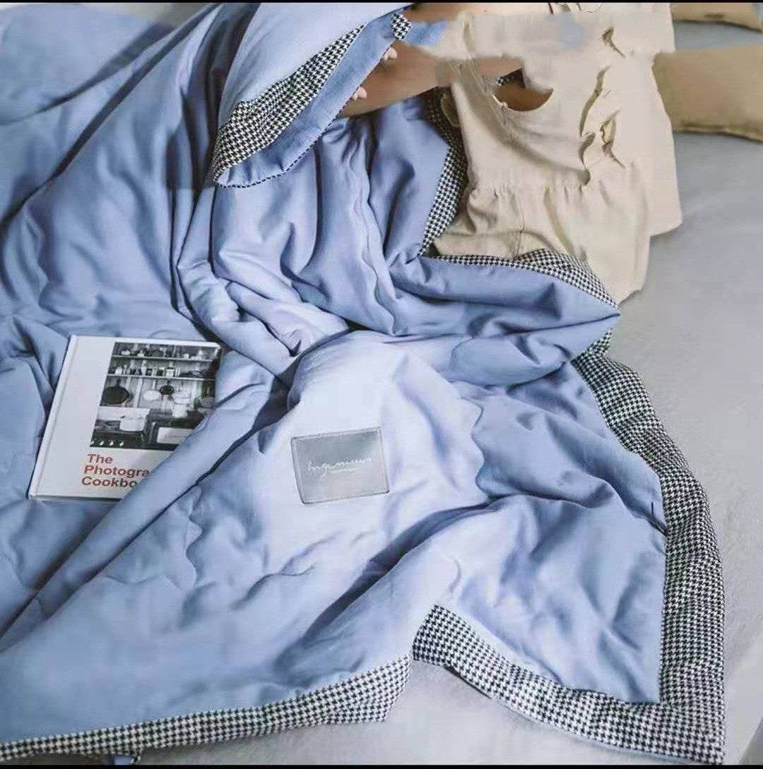 Washed Cotton Summer Quilt Houndstooth Summer Quilt Air Conditioning Quilt Simple Plain Gift Summer Cool Quilt - Mubimart