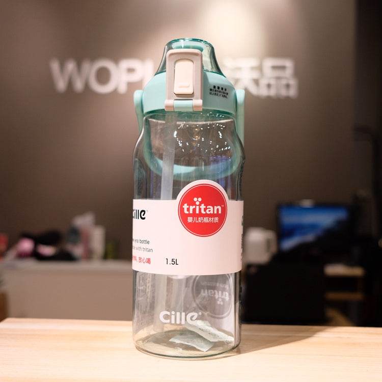 Water Glass Straw Water Bottle With Scaled Material Sports Bottle - Mubimart