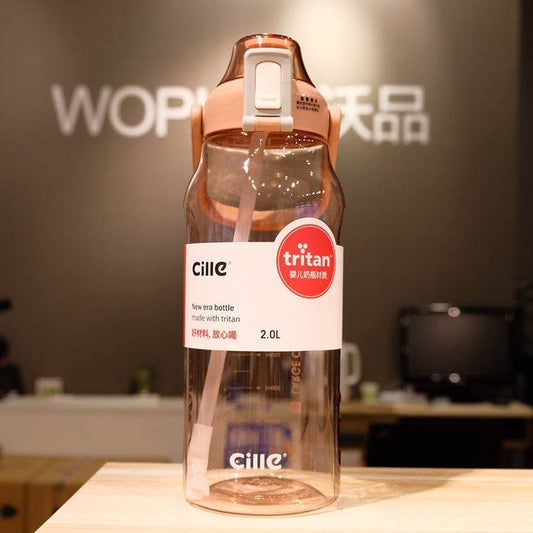 Water Glass Straw Water Bottle With Scaled Material Sports Bottle - Mubimart