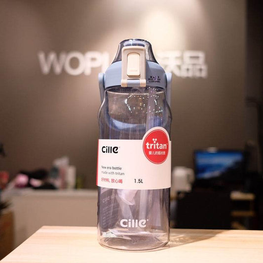 Water Glass Straw Water Bottle With Scaled Material Sports Bottle - Mubimart