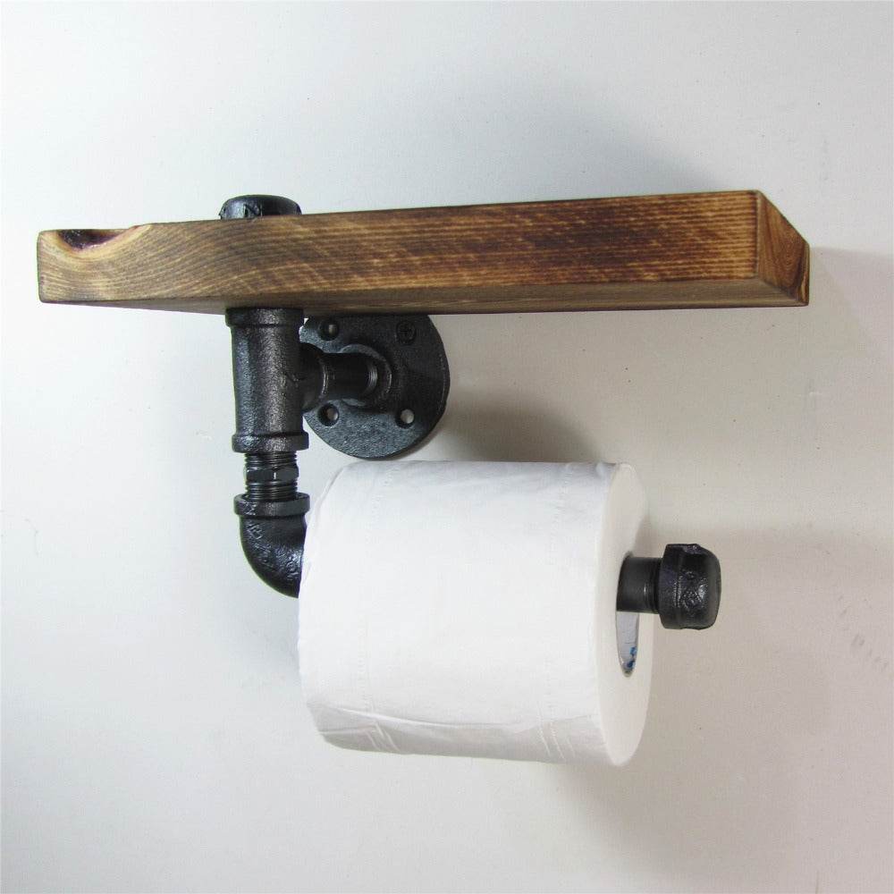 Water pipe wrought iron paper towel holder - Mubimart