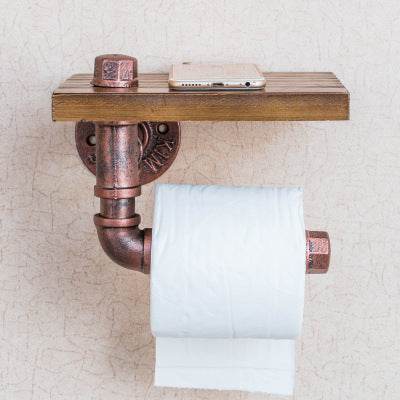 Water pipe wrought iron paper towel holder - Mubimart
