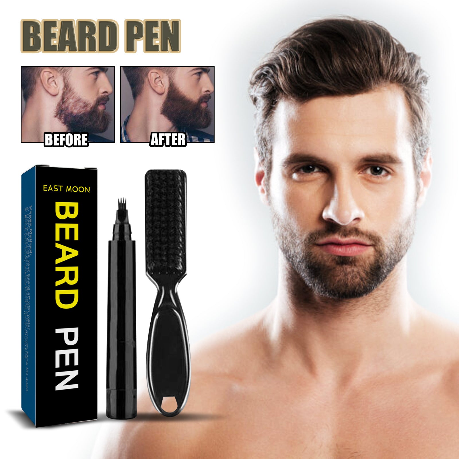 Waterproof Beard Pen Beard Filler Pencil And Brush - Mubimart - Beard Brush + Pen 