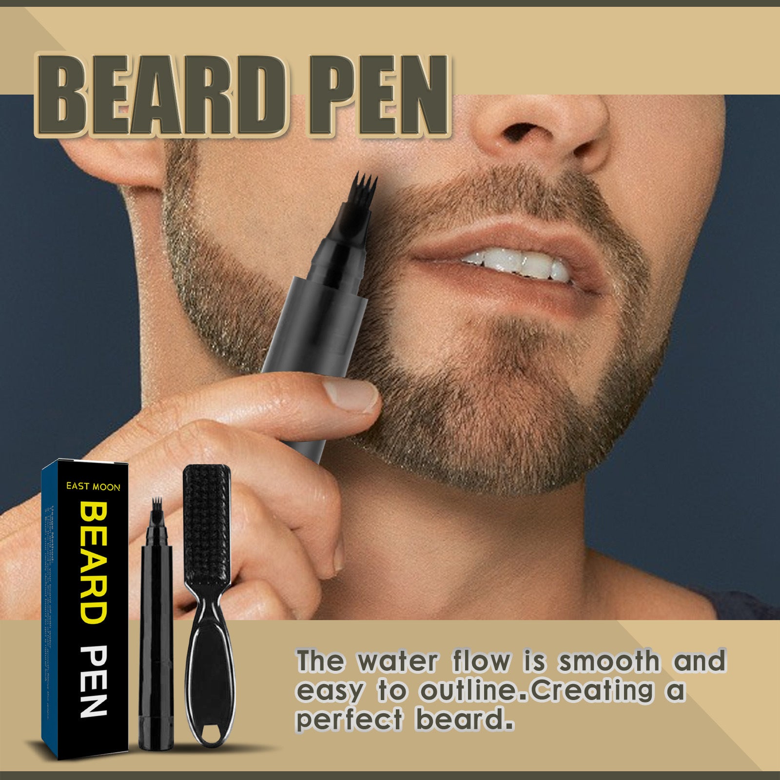 Waterproof Beard Pen Beard Filler Pencil And Brush - Mubimart -  