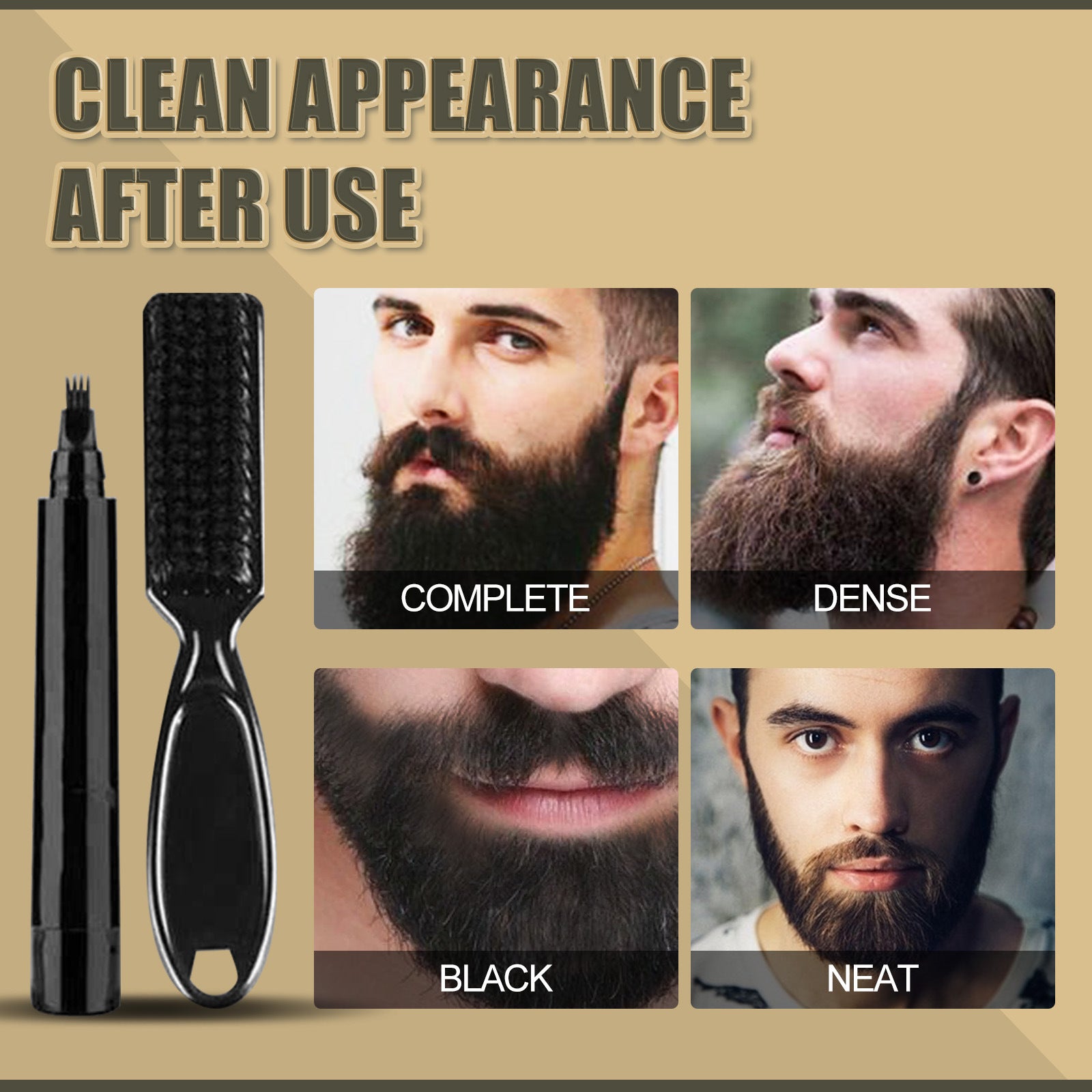 Waterproof Beard Pen Beard Filler Pencil And Brush - Mubimart -  