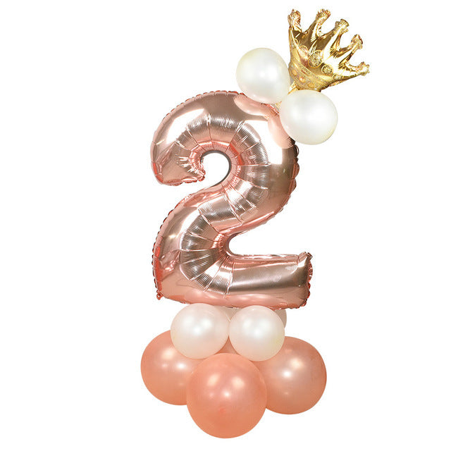 Wedding Decoration Rose Gold Number Balloon Birthday Party Supplies Aluminum Foil - Mubimart -  