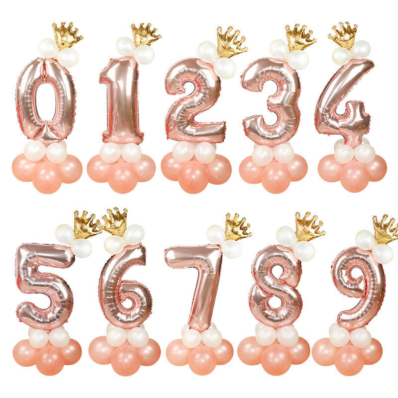 Wedding Decoration Rose Gold Number Balloon Birthday Party Supplies Aluminum Foil - Mubimart -  