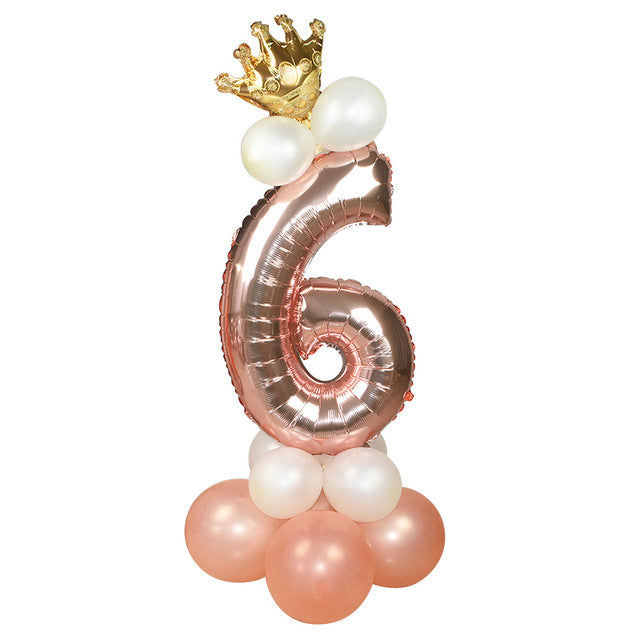 Wedding Decoration Rose Gold Number Balloon Birthday Party Supplies Aluminum Foil - Mubimart -  