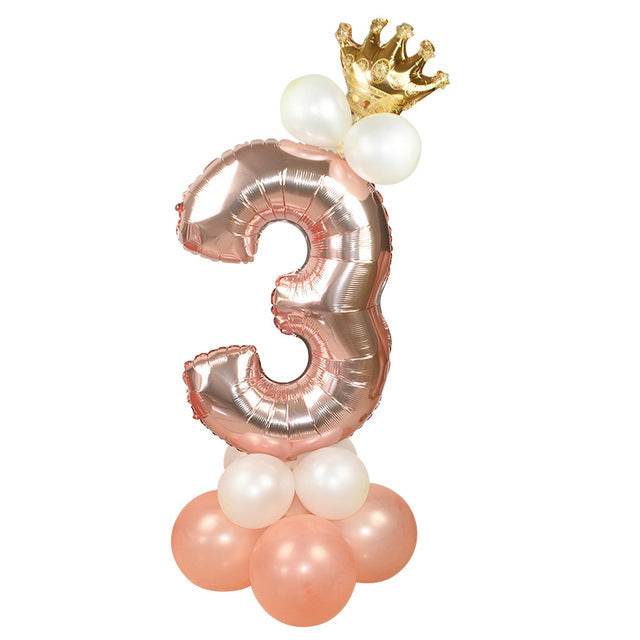 Wedding Decoration Rose Gold Number Balloon Birthday Party Supplies Aluminum Foil - Mubimart