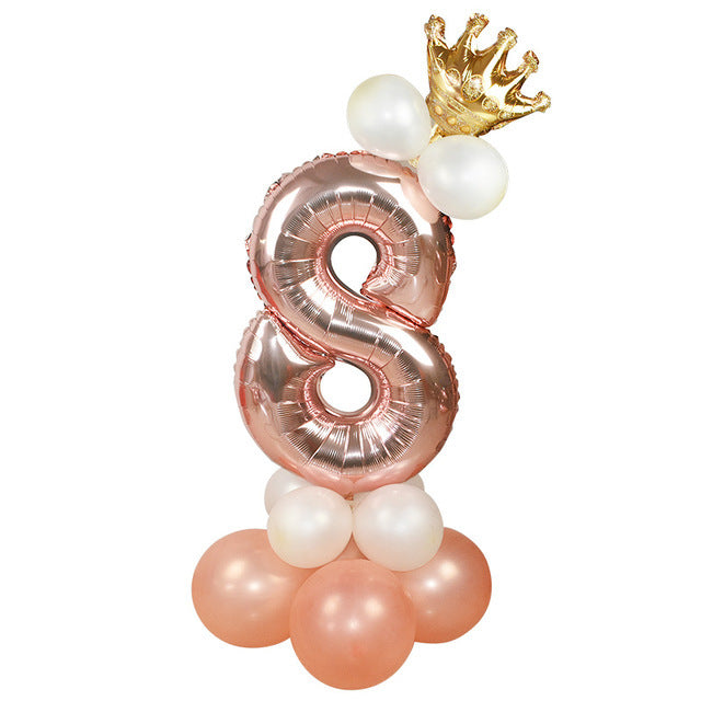 Wedding Decoration Rose Gold Number Balloon Birthday Party Supplies Aluminum Foil - Mubimart - Wedding balloons 