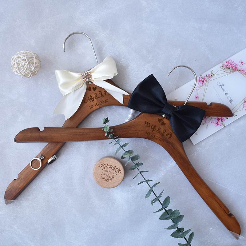 Wedding Hanger High-grade Solid Wood Hanger Bow - Mubimart