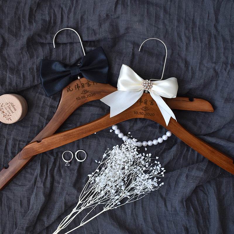 Wedding Hanger High-grade Solid Wood Hanger Bow - Mubimart