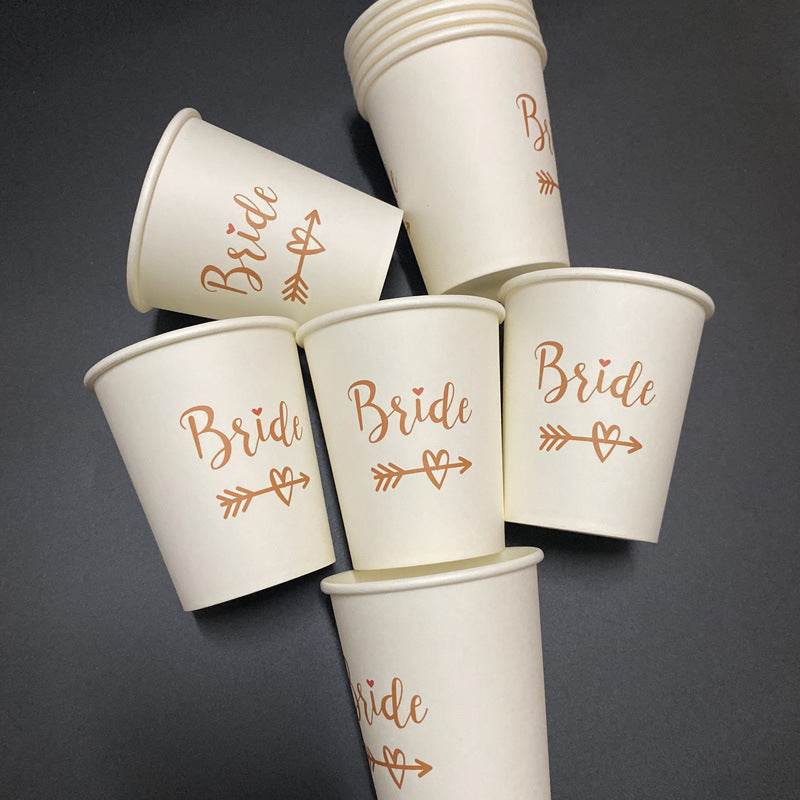 Wedding Party Bride Disposable Paper Cup Arrow Love White Paper Cup - Mubimart