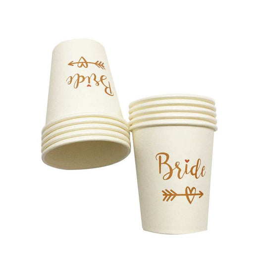 Wedding Party Bride Disposable Paper Cup Arrow Love White Paper Cup - Mubimart