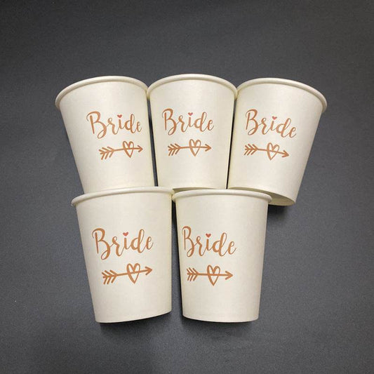 Wedding Party Bride Disposable Paper Cup Arrow Love White Paper Cup - Mubimart