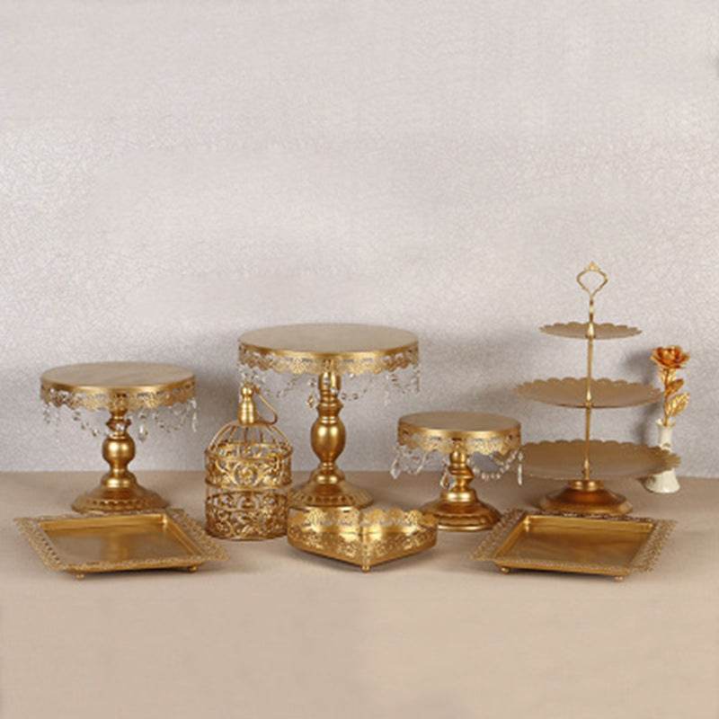Wedding Props Lace Cake Pan Wrought Iron Dessert Display Stand - Mubimart