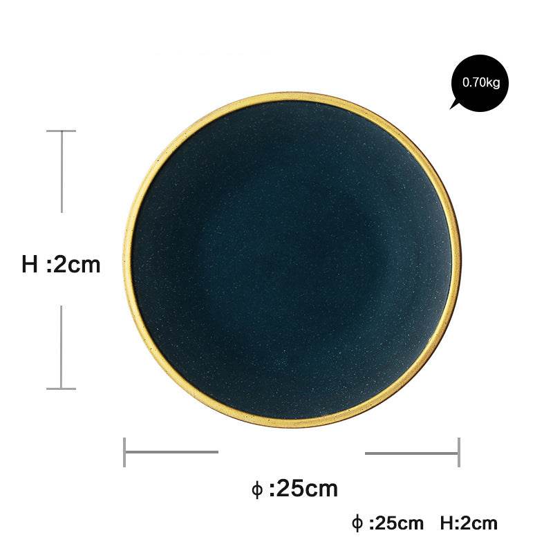 Western Plate Ceramic Gilt Rim Plate Steak Plate Bowl Plate Combination Household Tableware Set - Mubimart
