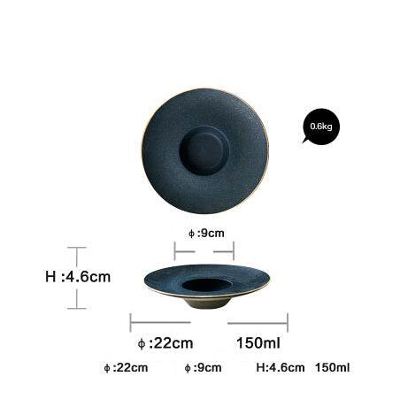 Western Plate Ceramic Gilt Rim Plate Steak Plate Bowl Plate Combination Household Tableware Set - Mubimart